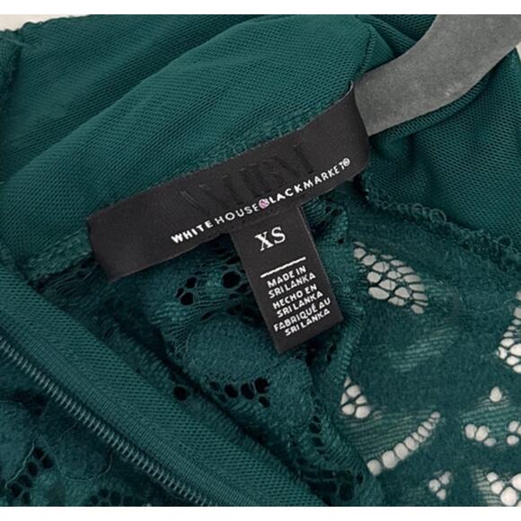 White House Black Market Green Lace Turtleneck Long Sleeve Shirt Size Women's XS - Picture 4 of 4